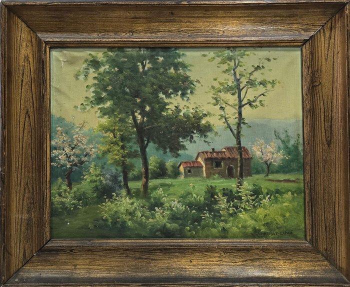 José Serrat Calvó (1927-1973) - Hogar en primavera, Antiek en Kunst, Kunst | Schilderijen | Klassiek