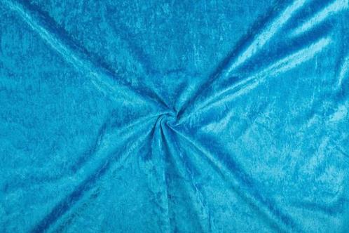 Velours waterblauw stof - 10m rol - Polyester - ACTIE!, Hobby en Vrije tijd, Stoffen en Lappen, Verzenden