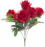 Zijden Rozen met Gips en Blad Rood Boeketje 33 cm, Nieuw