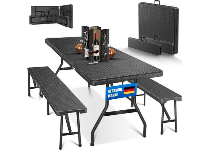 Picknicktafel - Campingtafel - Biertafel - Opvouwbaar - Zwar, Tuin en Terras, Tuinsets en Loungesets, Nieuw, Verzenden