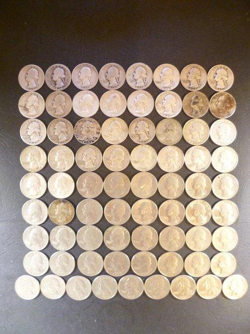 États-Unis. 25 cents = quarter dollar 1932 - 1998 (73 coins), Postzegels en Munten, Munten | Europa | Niet-Euromunten