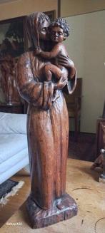 Beeld, Maria met Kind - 60 cm - Eik - 1920, Antiek en Kunst