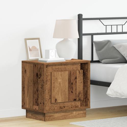 vidaXL Nachtkastjes met LED Verlichting 2 stuks Oud Hout, Huis en Inrichting, Slaapkamer | Nachtkastjes, Nieuw, Verzenden