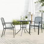vidaXL 3-delige Tuinset stapelbaar gepoedercoat staal, Tuin en Terras, Verzenden, Nieuw, Tuinset