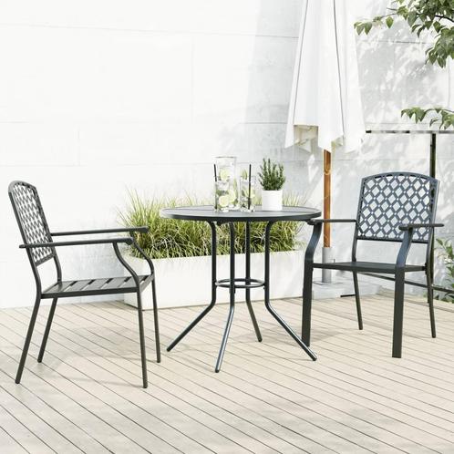 vidaXL 3-delige Tuinset stapelbaar gepoedercoat staal, Tuin en Terras, Tuinsets en Loungesets, Tuinset, Nieuw, Verzenden