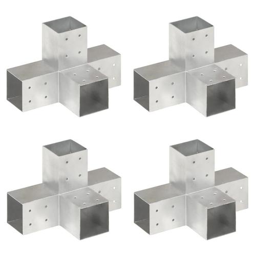 vidaXL Paalverbindingen 4 st X-vorm 81x81 mm gegalvaniseerd, Tuin en Terras, Palen, Balken en Planken, Nieuw, Verzenden