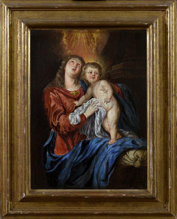 Scuola fiamminga (XVIII), after Anthony van Dyck - Madonna, Antiek en Kunst, Kunst | Schilderijen | Klassiek
