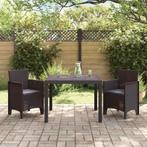 vidaXL Tuin Eettafel Set 3 pcs Bruin Polt riet, Verzenden, Nieuw