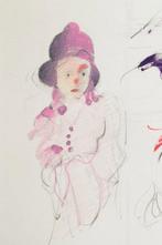 Alfred Defossez (1932) - Page de croquis - Pastel originale