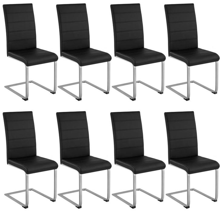 tectake Sledestoelen, kunstleer - zwart, Set van 8, Huis en Inrichting, Stoelen, Verzenden