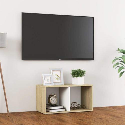 vidaXL Tv-meubel 72x35x36,5 cm bewerkt hout wit en sonoma, Huis en Inrichting, Kasten |Televisiemeubels, Nieuw, Verzenden