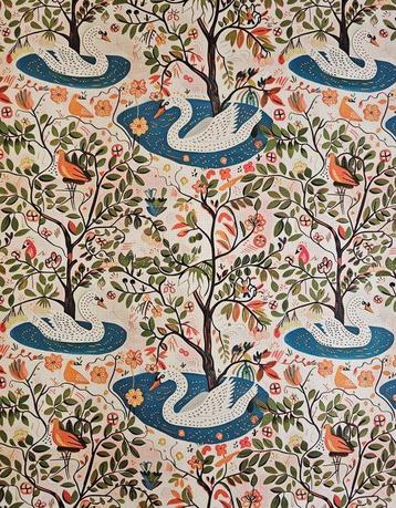 Tessuto in de stijl van Josef Frank De Zwaan - 300x280cm -