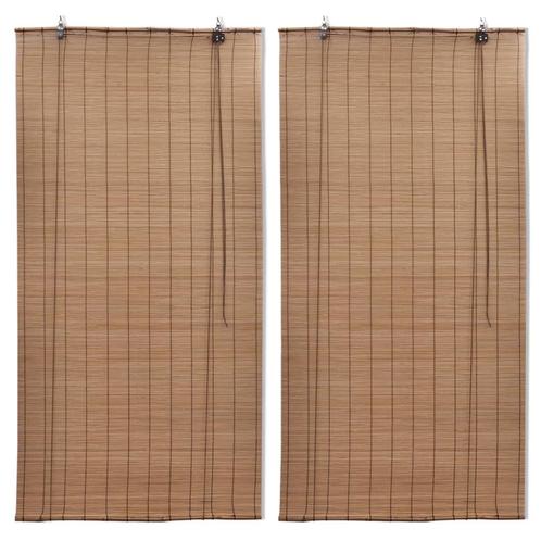 vidaXL Rolgordijnen 2 st 80x160 cm bamboe bruin, Huis en Inrichting, Stoffering | Gordijnen en Lamellen, Nieuw, Verzenden