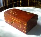 Sieradendoos - Bloemenmarquetterij - Palisander en brons