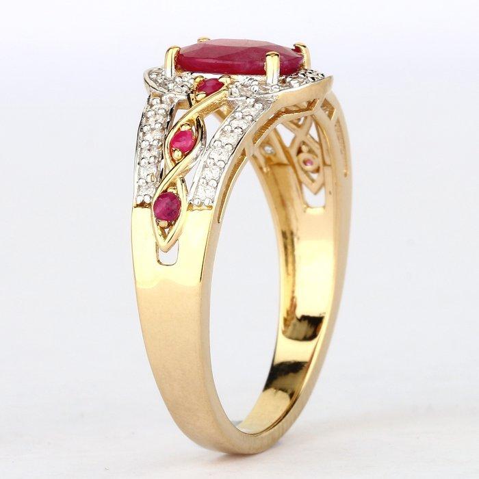 Zonder Minimumprijs - Ring Verguld - 1.76ct. tw. Robijn -, Handtassen en Accessoires, Ringen