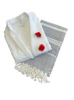 Wellness Pakket: Badjas Wafel & Hamamdoek 90x165cm Navy, Huis en Inrichting, Verzenden, Nieuw, Overige kleuren, Overige typen