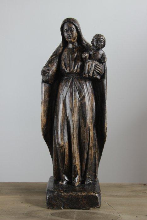 Sculpture, Vierge et l’enfant, (47cm.) - Bois - Début du, Antiek en Kunst, Kunst | Niet-Westerse kunst
