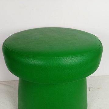 Pouf - Bois, Cuir synthétique - Pouf vintage