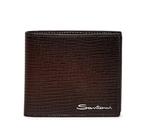 Santoni - Santoni Brown embossed leather wallet -