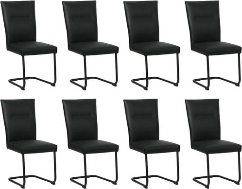 Set van 8 Zwarte leren   - poot rond zwart - Toledo Leer, Huis en Inrichting, Stoelen, Overige kleuren, Vijf, Zes of meer stoelen