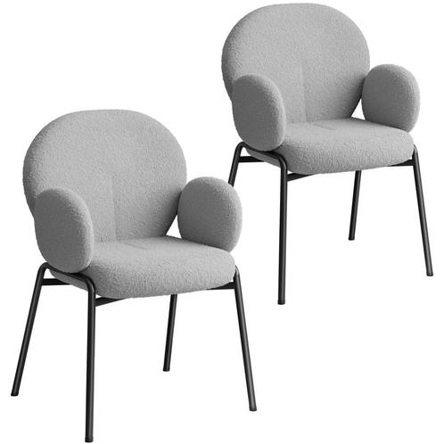tectake Stoel Scandi gestoffeerd, bouclé stof - lichtgrijs,, Huis en Inrichting, Stoelen, Verzenden