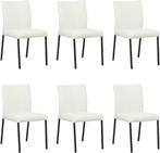 Set van 6 Gebroken witte leren moderne eetkamerstoelen -, Huis en Inrichting, Stoelen, Nieuw, Vijf, Zes of meer stoelen, Modern