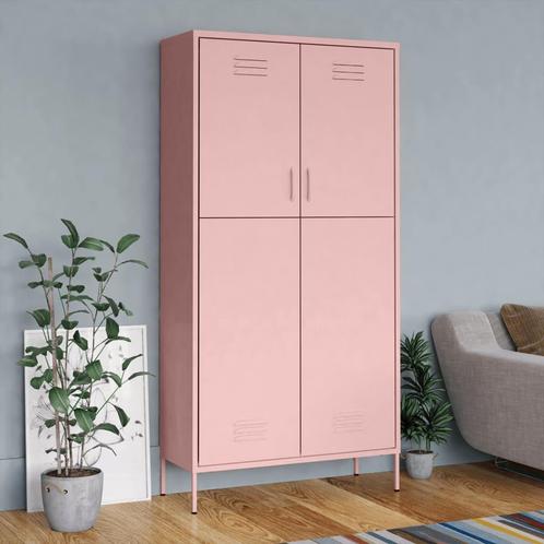 vidaXL Kledingkast 90x50x180 cm staal roze, Huis en Inrichting, Kasten | Kleerkasten, Nieuw, Verzenden