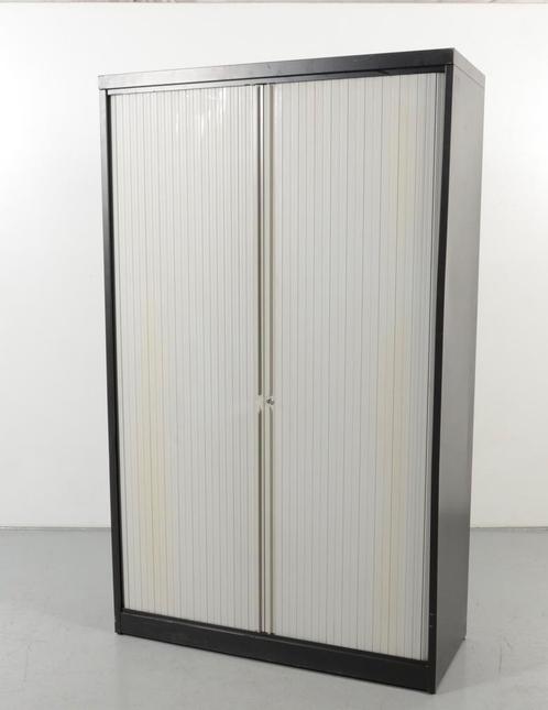 Mewaf roldeurkast, zwart, 198 x 120 cm, incl. 4 legborden, Huis en Inrichting, Kasten | Roldeurkasten en Archiefkasten, Gebruikt