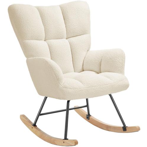 tectake Schommelstoel Torve, gestoffeerd, bouclé-stof, houte, Huis en Inrichting, Stoelen, Verzenden