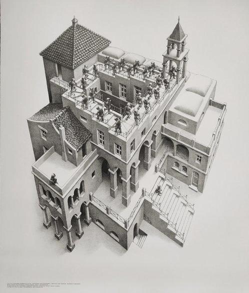 M.C. Escher (1898-1972), after - Ascending and Descending, Antiquités & Art, Antiquités | Autres Antiquités