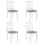 vidaXL Chaises à manger avec coussins lot de 4 blanc, Maison & Meubles, Verzenden, Neuf