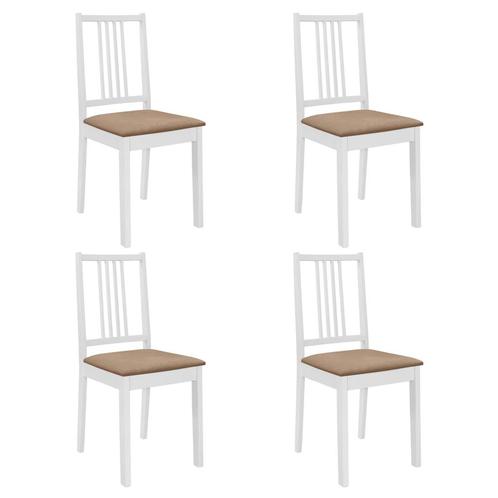 vidaXL Chaises à manger avec coussins lot de 4 blanc, Maison & Meubles, Chaises, Neuf, Envoi