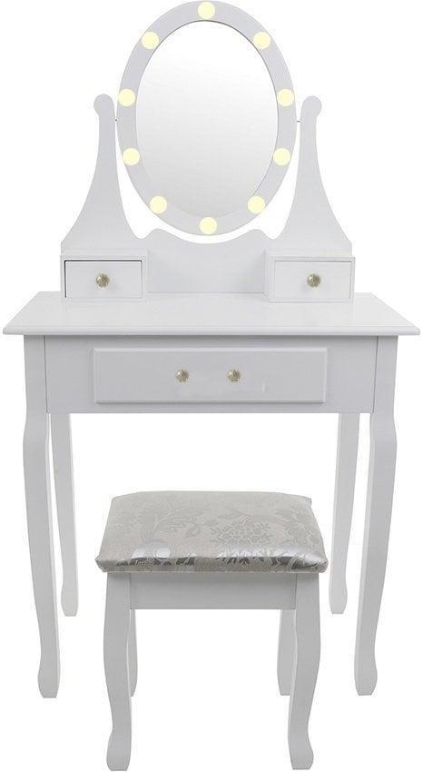 Compacte kaptafel met LED-verlichting en opberglades - Pe..., Huis en Inrichting, Tafels | Kaptafels, Nieuw, Hout, 100 tot 150 cm