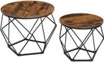 Salontafel 2-set Bijzettafel Industrieel Vintage Bruin Zwart, Huis en Inrichting, Tafels | Bijzettafels, Ophalen of Verzenden