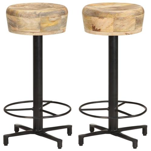 vidaXL Barkrukken 2 st 66 cm massief mangohout, Huis en Inrichting, Barkrukken, Nieuw, Verzenden