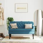 vidaXL Bankje met rugleuning 119,5x64,5x75 cm fluweel blauw, Huis en Inrichting, Verzenden, Nieuw