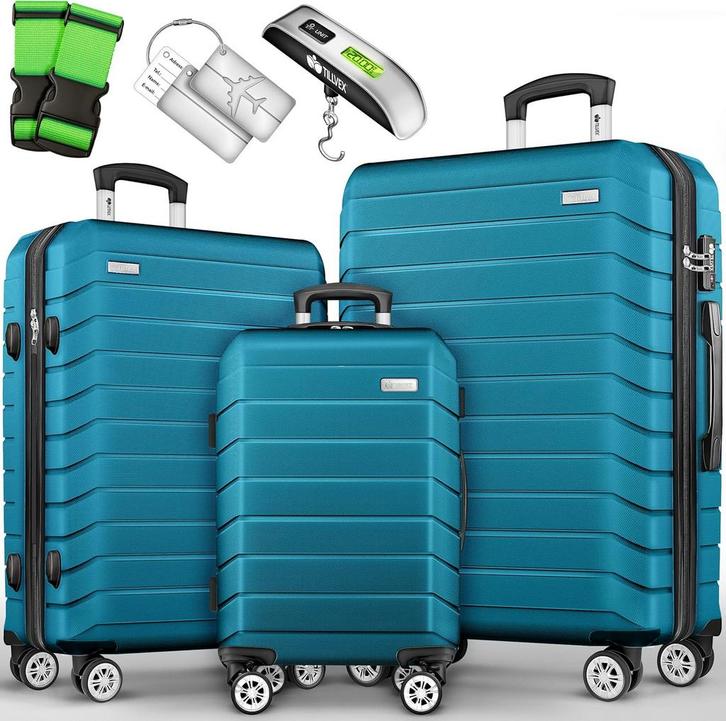 Kofferset - 3 delig - Trolley - Reiskoffer set - Turquoise -, Huis en Inrichting, Woonaccessoires | Overige, Nieuw, Verzenden