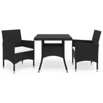 vidaXL Ensemble à manger de jardin 3 pcs Noir Résine, Verzenden, Neuf