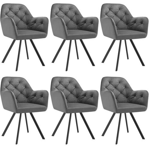 tectake Fluwelen draaistoel Lucia, gestoffeerd - antraciet,, Huis en Inrichting, Stoelen, Verzenden