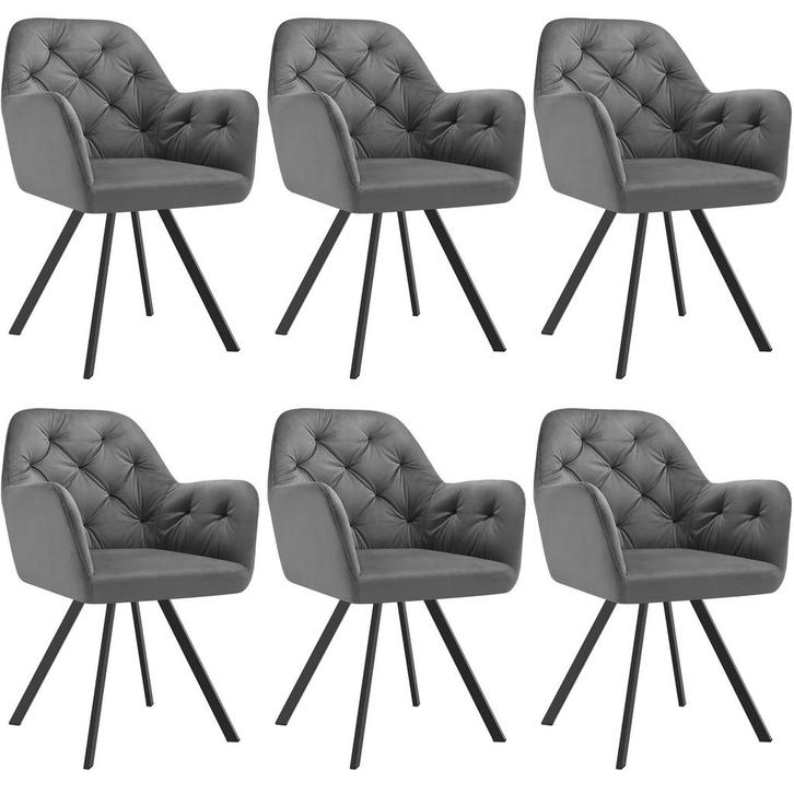 tectake Fluwelen draaistoel Lucia, gestoffeerd - antraciet,, Huis en Inrichting, Stoelen, Verzenden