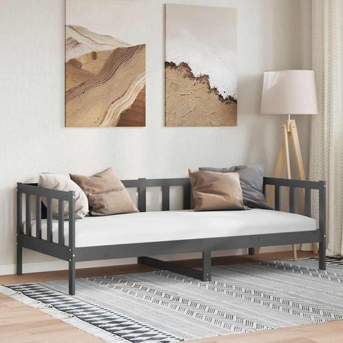 vidaXL Bedbank massief grenenhout grijs 90x200 cm, Huis en Inrichting, Slaapkamer | Bedden, Nieuw, Verzenden