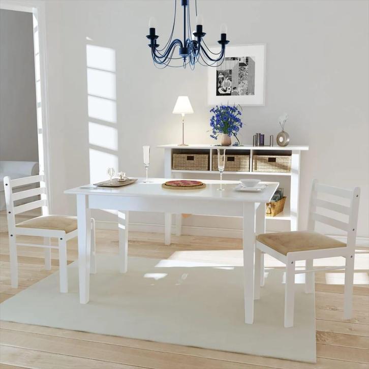 vidaXL Eetkamerstoelen 2 st massief rubberwood en fluweel, Huis en Inrichting, Stoelen, Nieuw, Verzenden