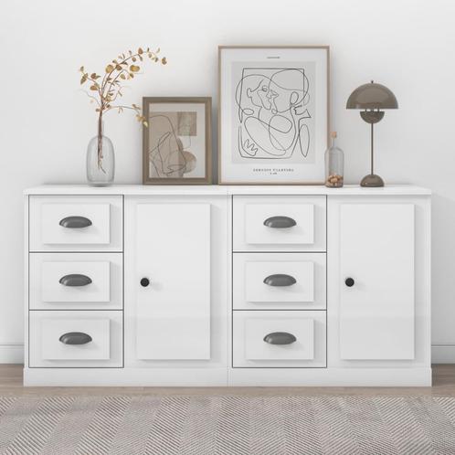 vidaXL Dressoirs 2 st bewerkt hout hoogglans wit, Huis en Inrichting, Kasten | Dressoirs, Nieuw, Verzenden