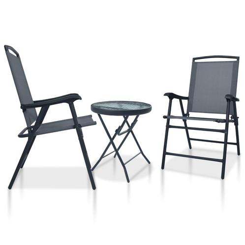 vidaXL 3-delige Bistroset staal grijs, Tuin en Terras, Tuinsets en Loungesets, Nieuw, Verzenden