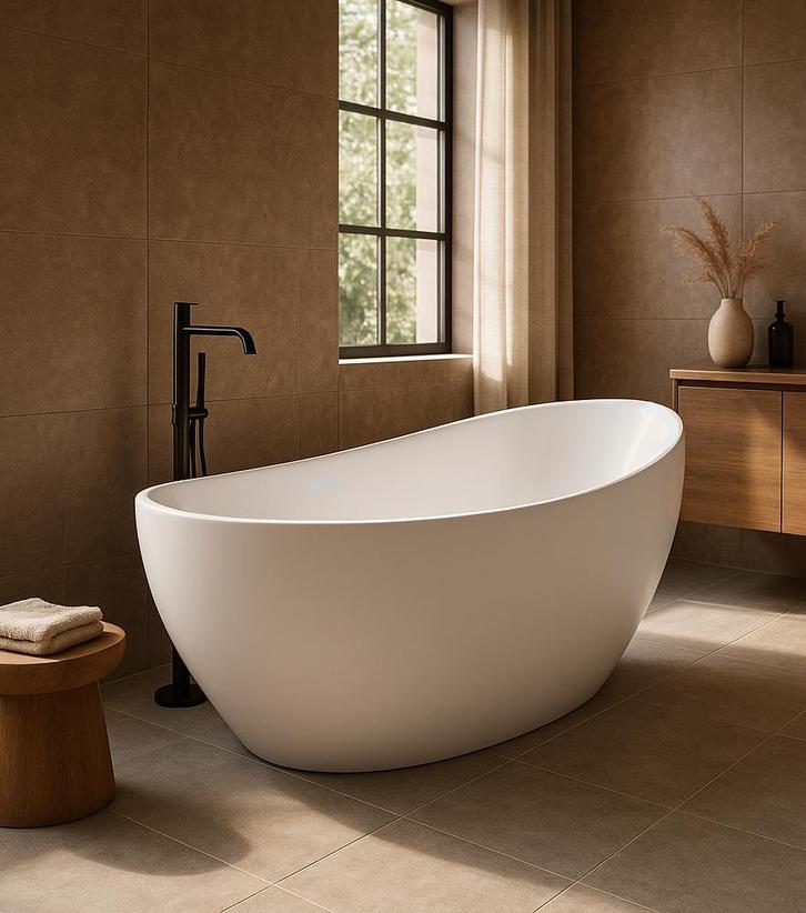 Ligbad Landa 176 x 86 x 78 cm Vrijstaand Bad wit, Doe-het-zelf en Bouw, Sanitair, Nieuw, Verzenden