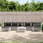 vidaXL 8-delige Loungeset met kussens staal wit, Tuin en Terras, Tuinsets en Loungesets, Verzenden, Nieuw, Loungeset