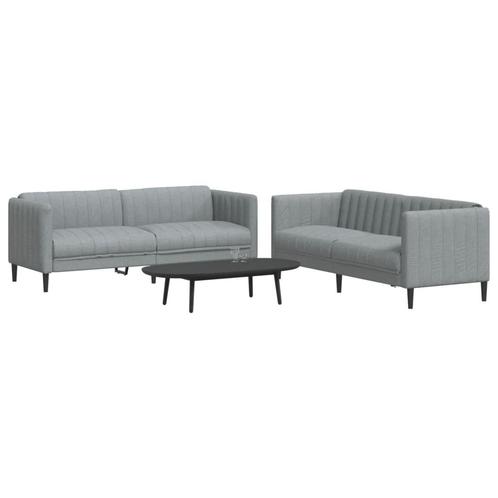 vidaXL 2-delige Loungeset stof lichtgrijs, Huis en Inrichting, Zetels | Zetels, Nieuw, Verzenden