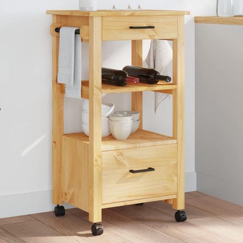 vidaXL Keukentrolley MONZA 48x40x90 cm massief grenenhout, Huis en Inrichting, Keuken | Keukenbenodigdheden, Nieuw, Verzenden