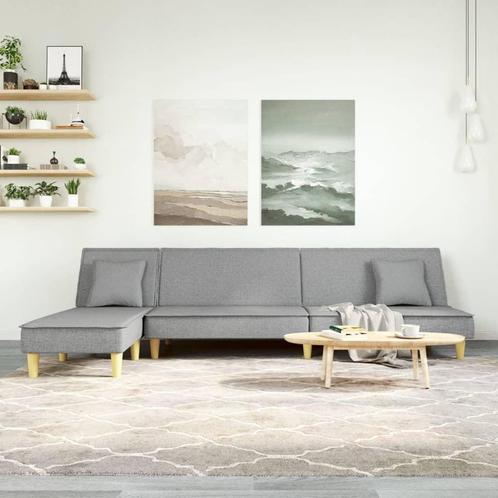 vidaXL Slaapbank L-vormig 255x140x70 cm stof lichtgrijs, Huis en Inrichting, Zetels | Zetels, Nieuw, Verzenden