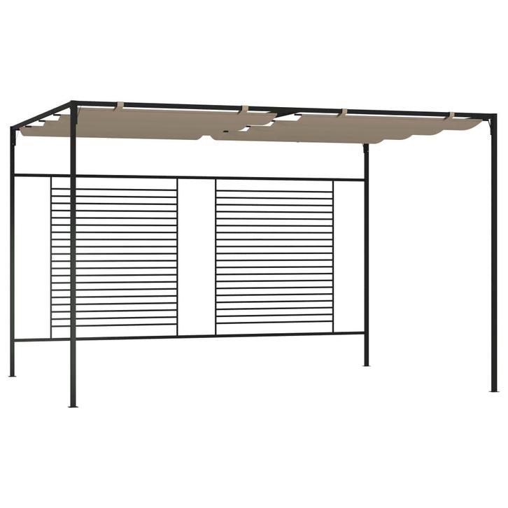 vidaXL Prieel met uittrekbaar dak 180 g/m² 3x4x2,3 m taupe, Tuin en Terras, Partytenten, Nieuw, Verzenden